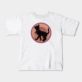 Black kitty with a bell Kids T-Shirt